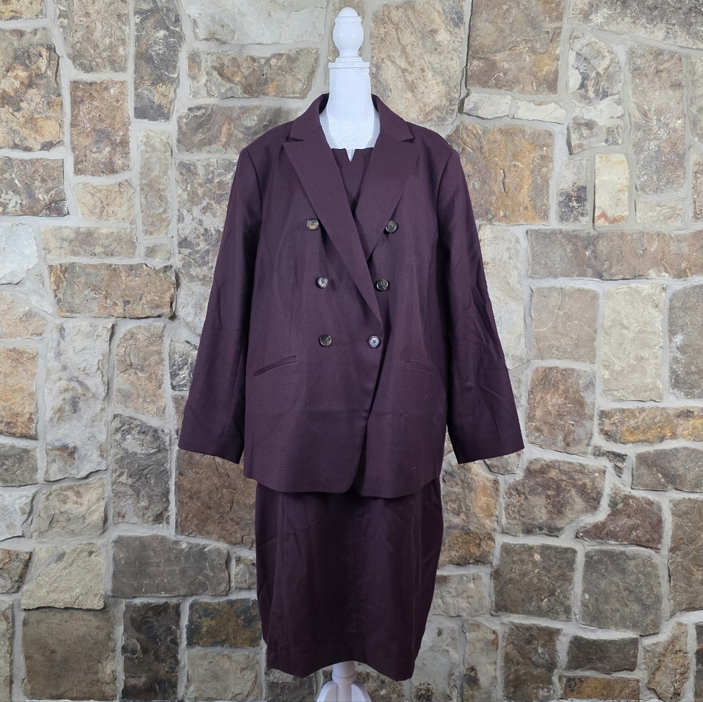 NWT Talbots Wool Dress Skirt Double Breasted Blazer Jacket Set